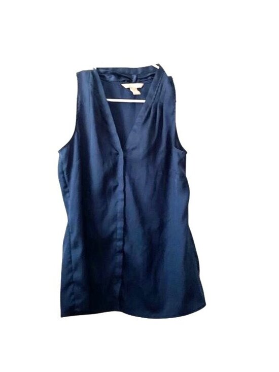 Banana Republic Tops - Banana Republic Womens Navy Sleeveless V-Neck Blouse S 100% Polyester